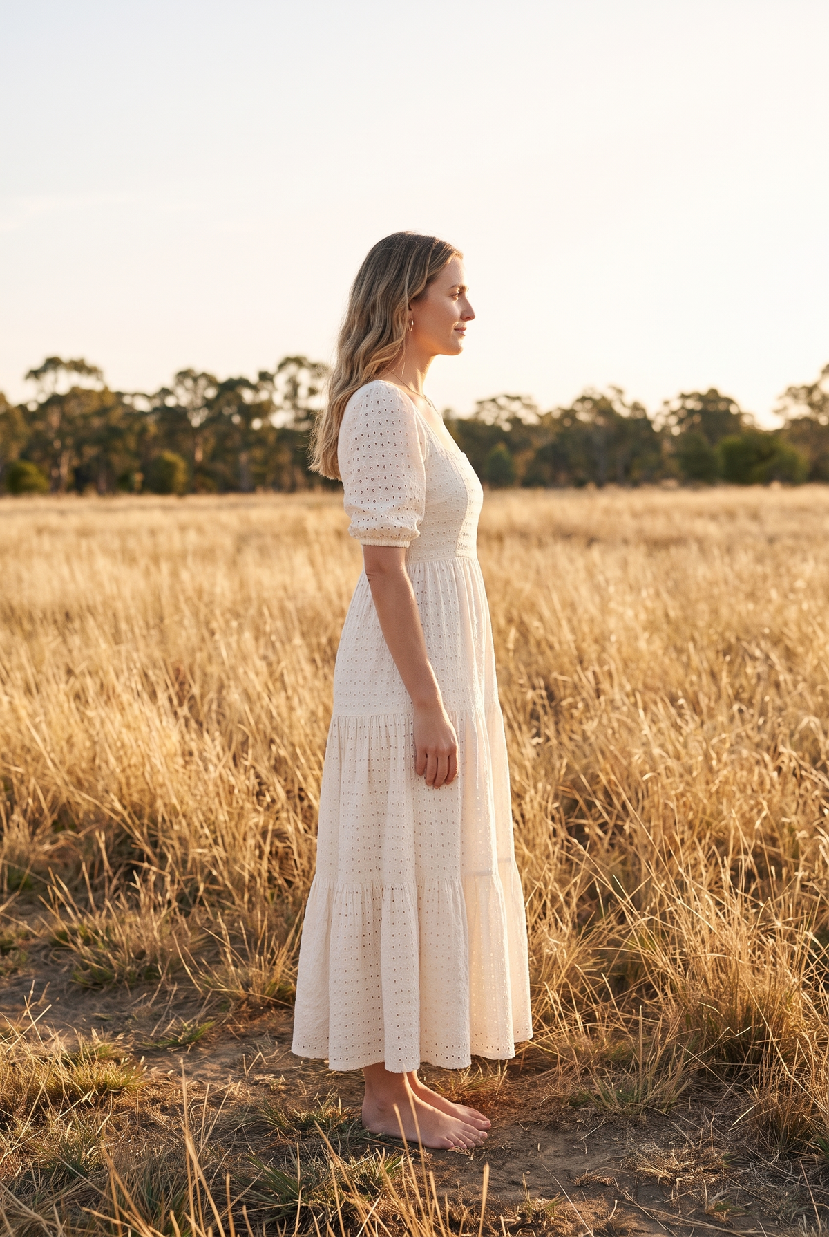 The Eloise Maxi in Ivory, side