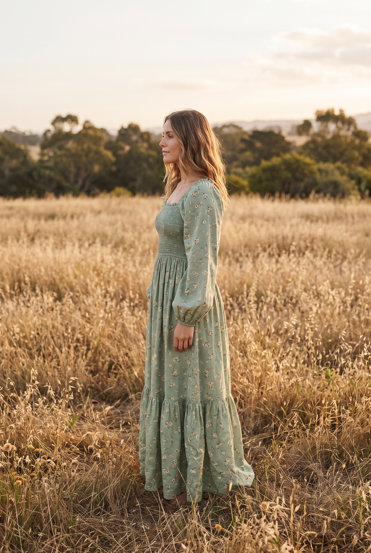 The Harriet Maxi in Meadow, side
