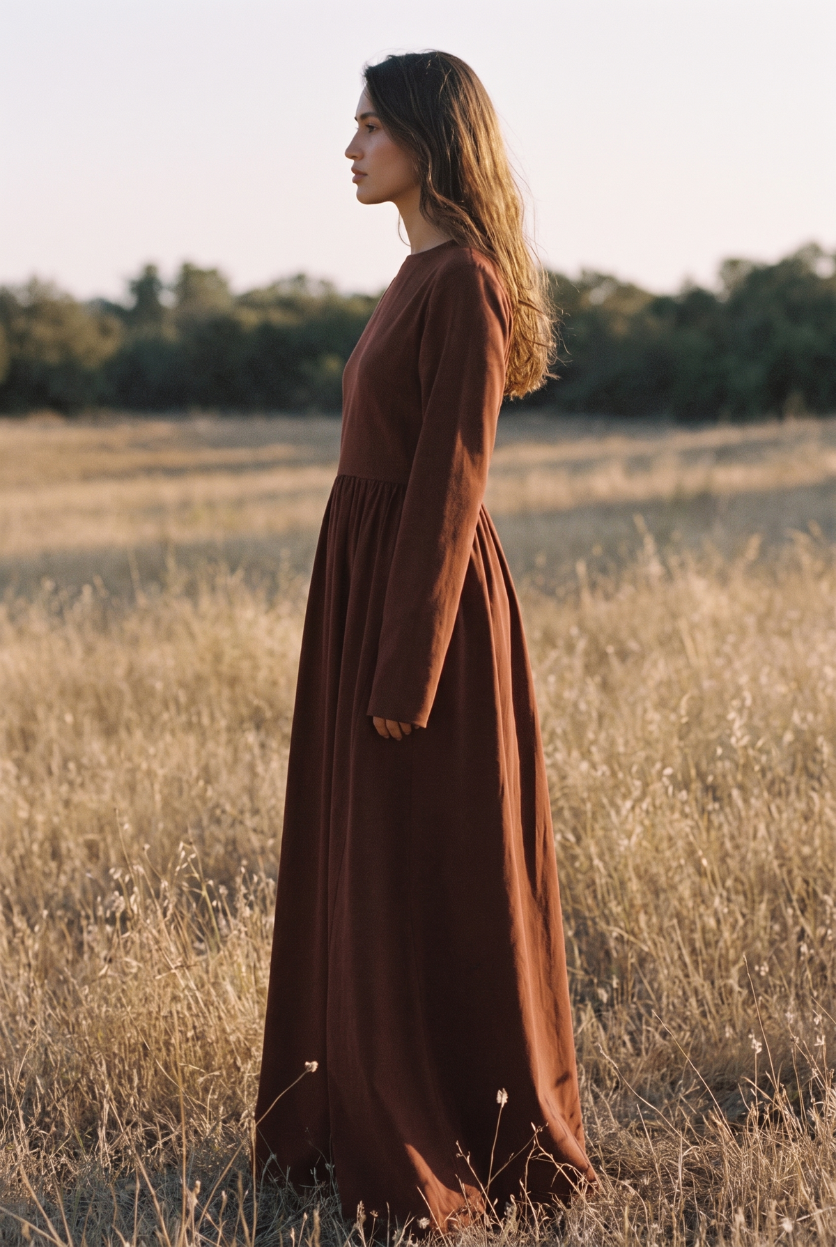 The Hazel Maxi in Chestnut, side