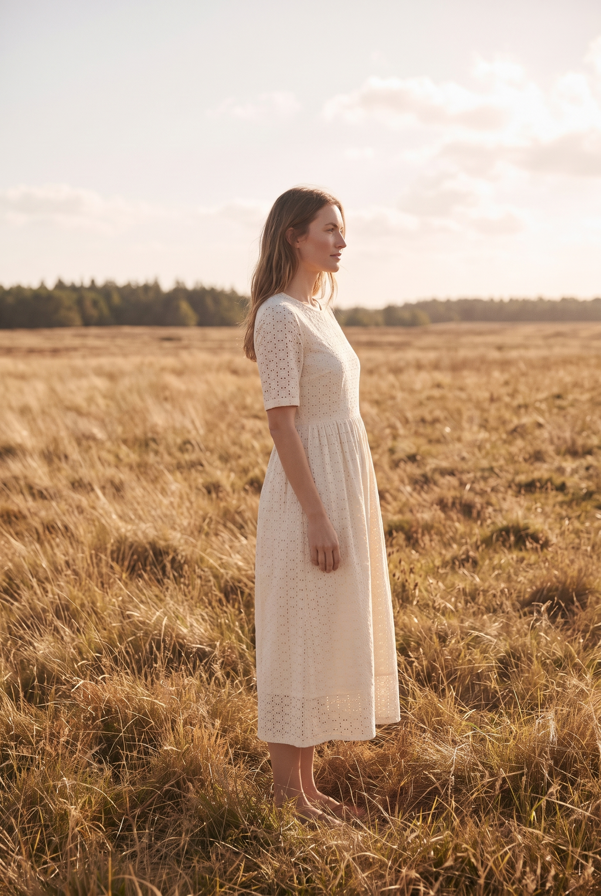 The Imogen Midi in Cream, side