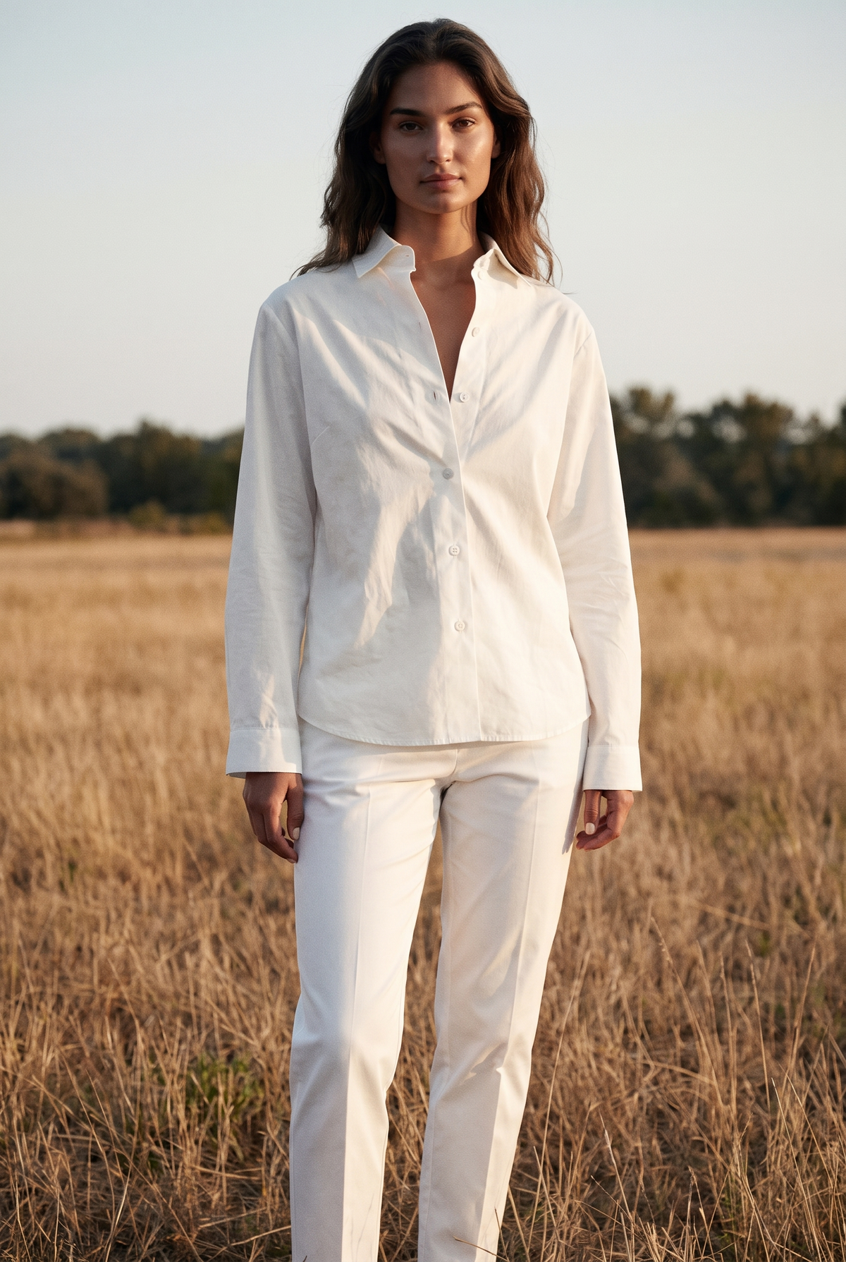 The Ivy Blouse in White, three quarter view