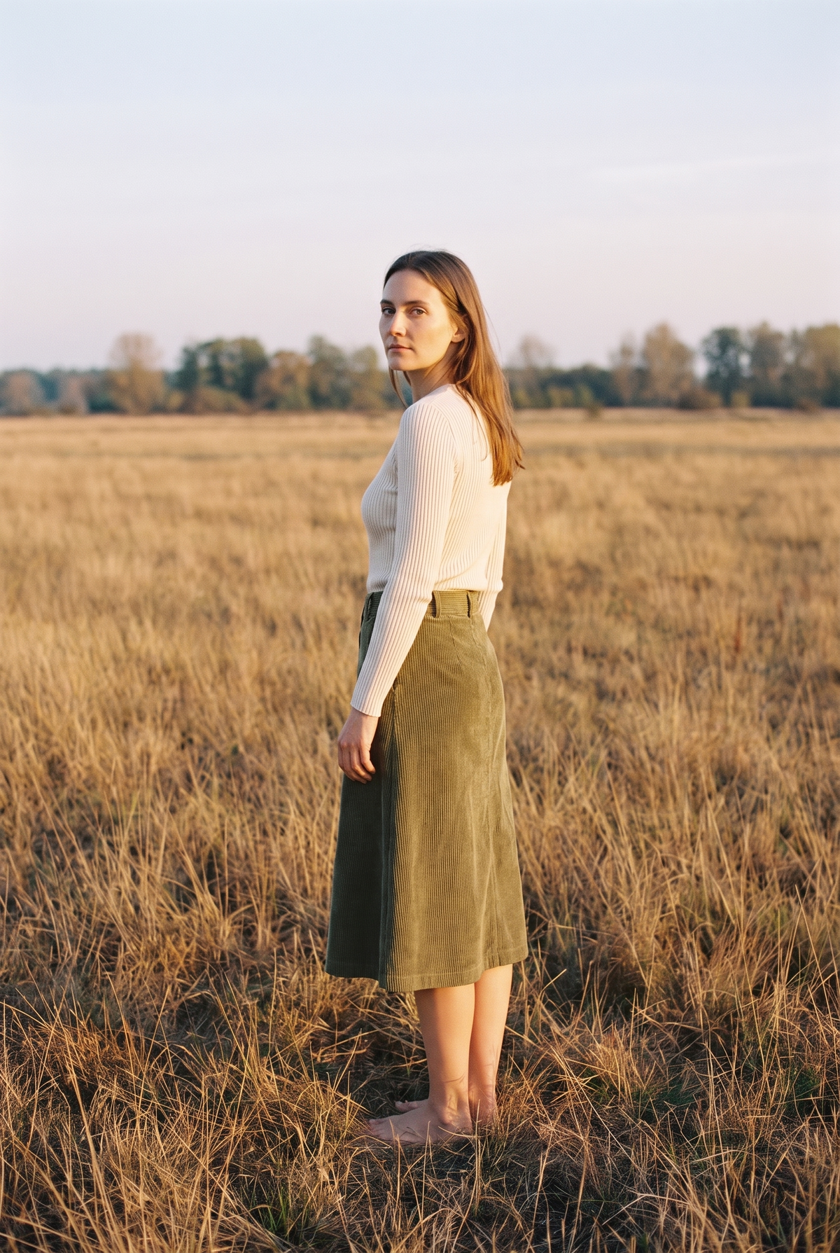 The Lark Skirt in Olive, over the shoulder