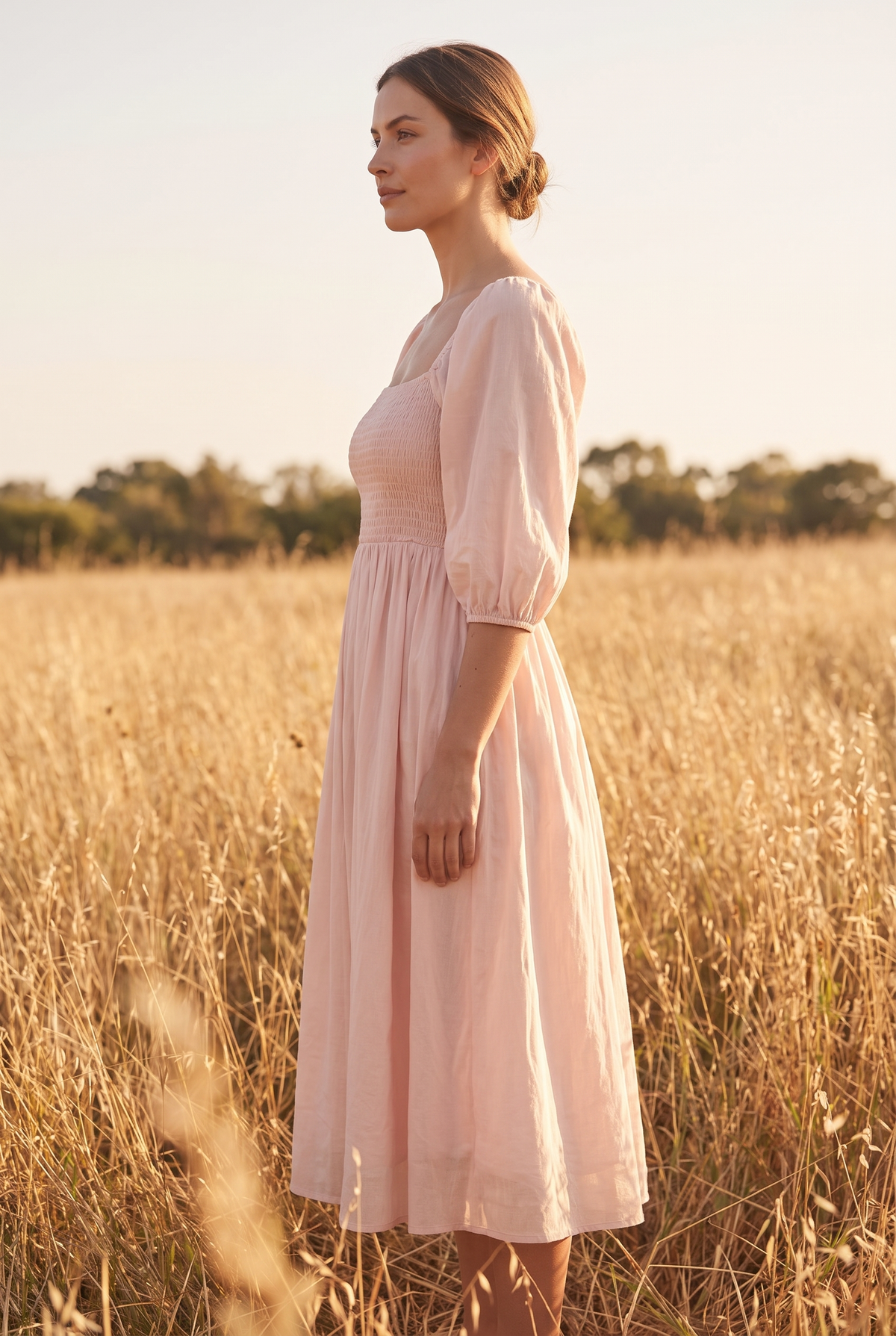 The Linden Midi in Blush, side