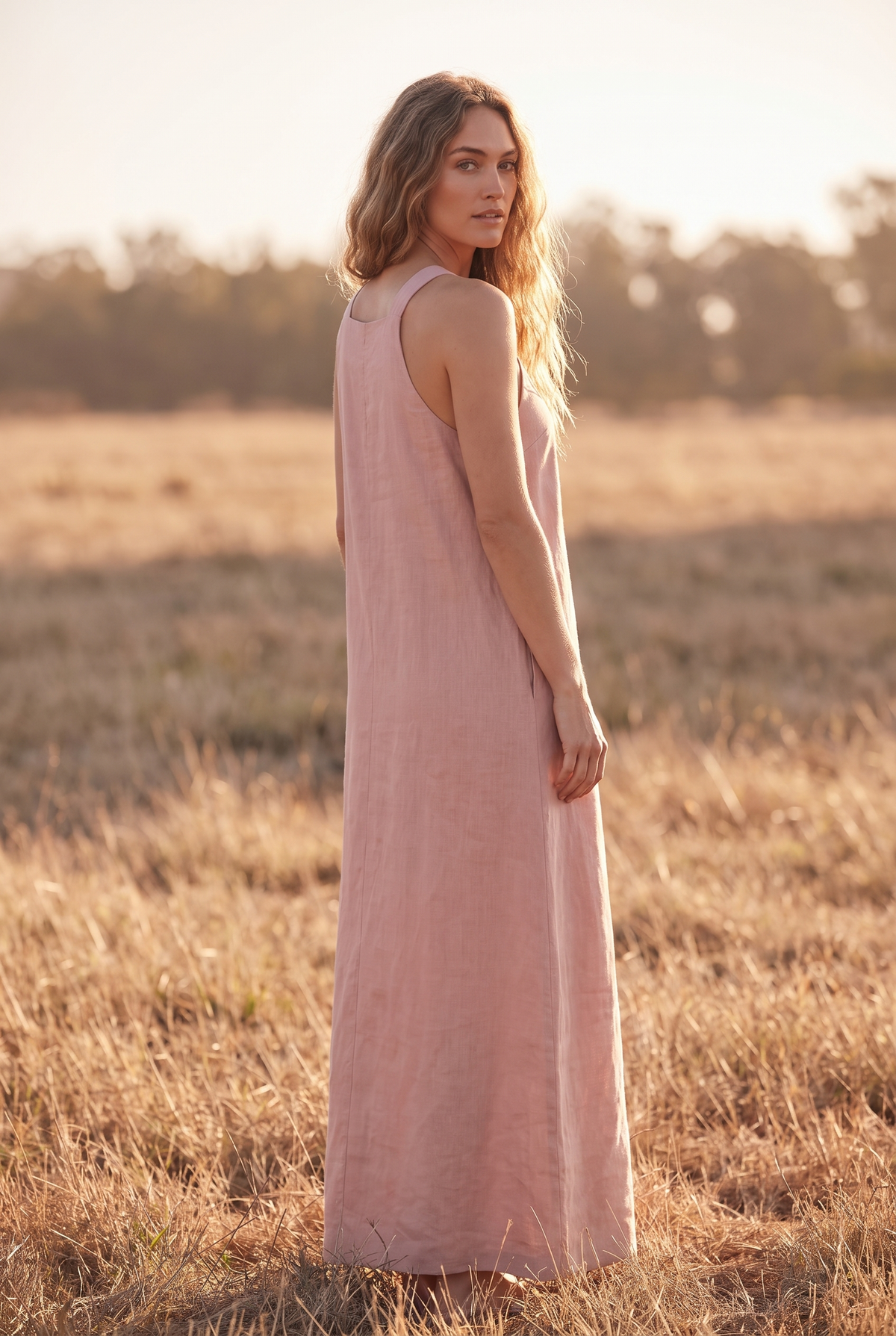 The Maren Maxi in Blush, over the shoulder