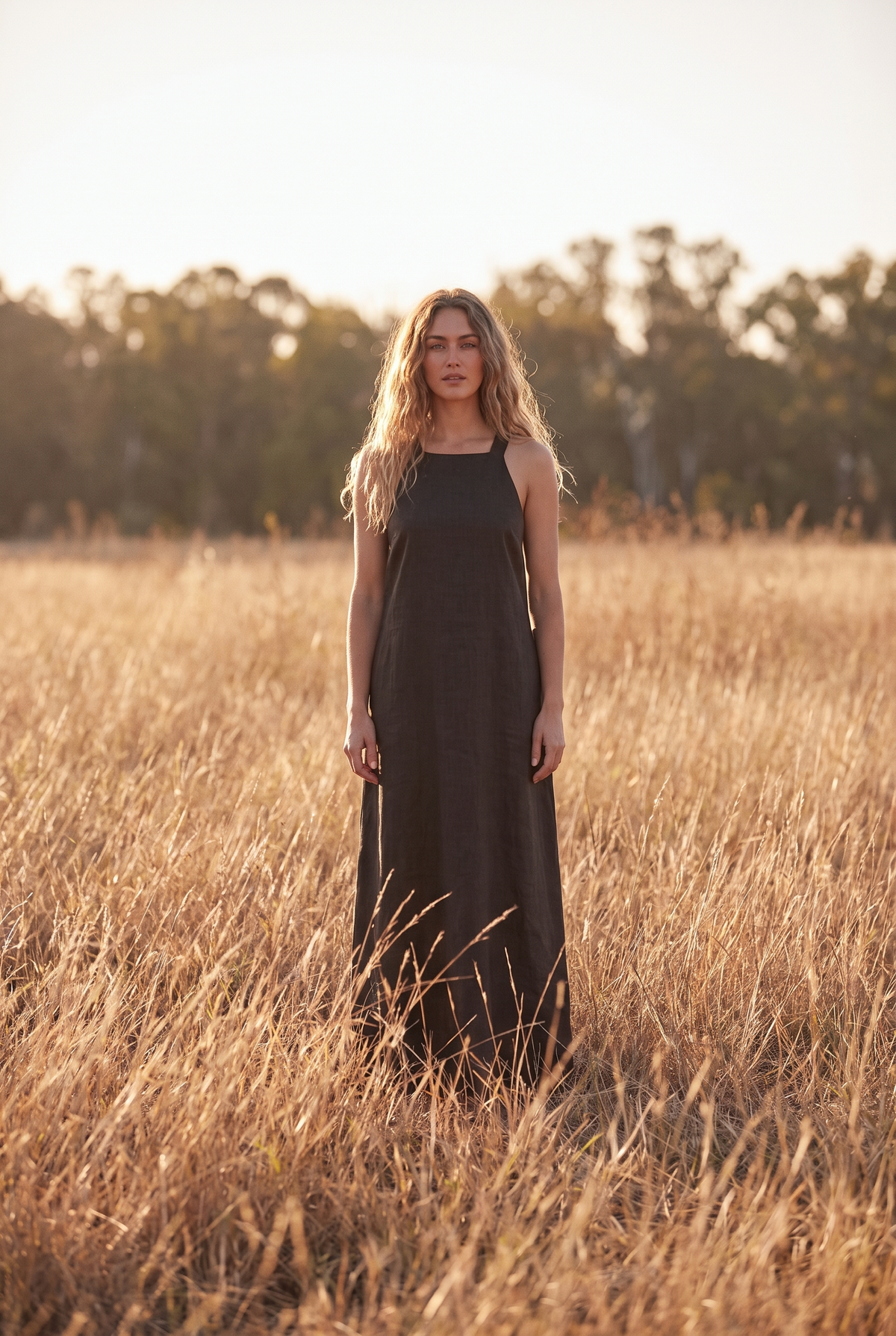 The Maren Maxi in Noir, in the field