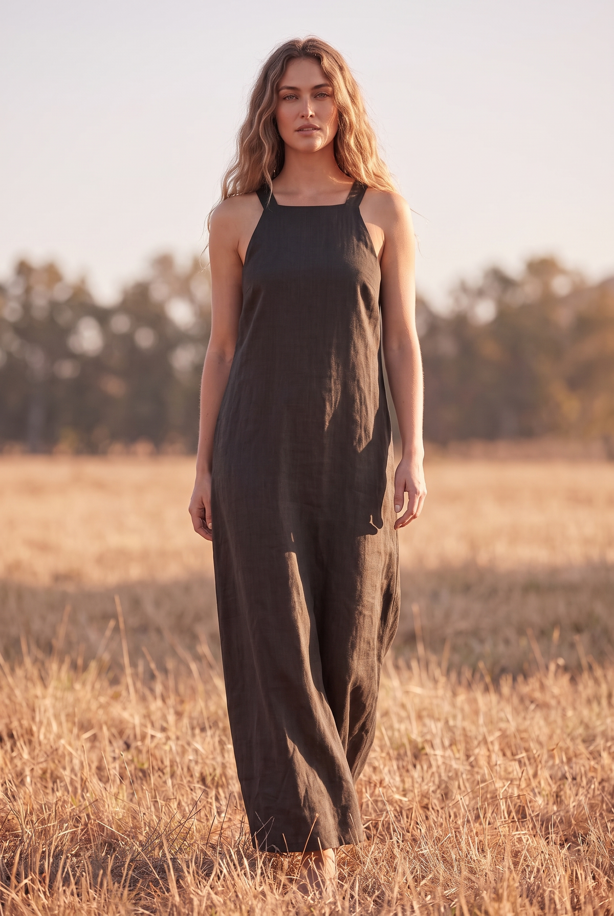 The Maren Maxi in Noir, walking
