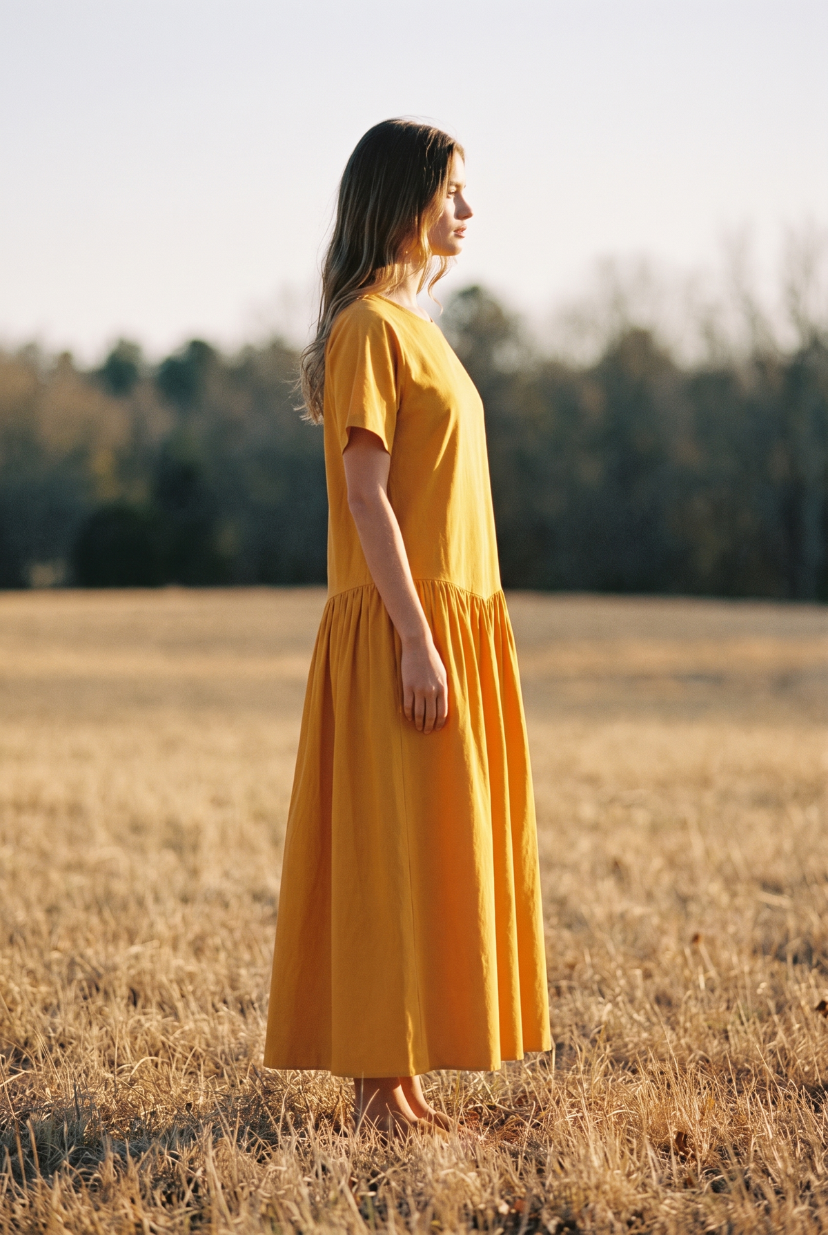 The Marigold Maxi in Golden, side