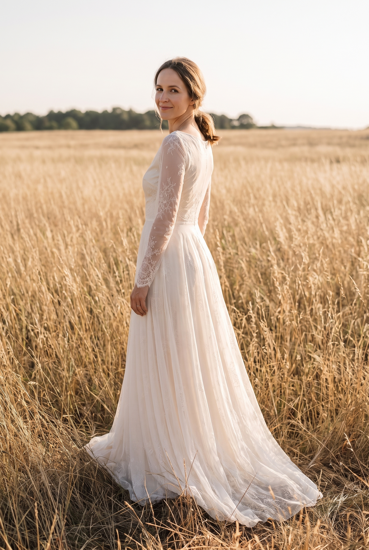 The Opal Maxi in Ivory, over the shoulder