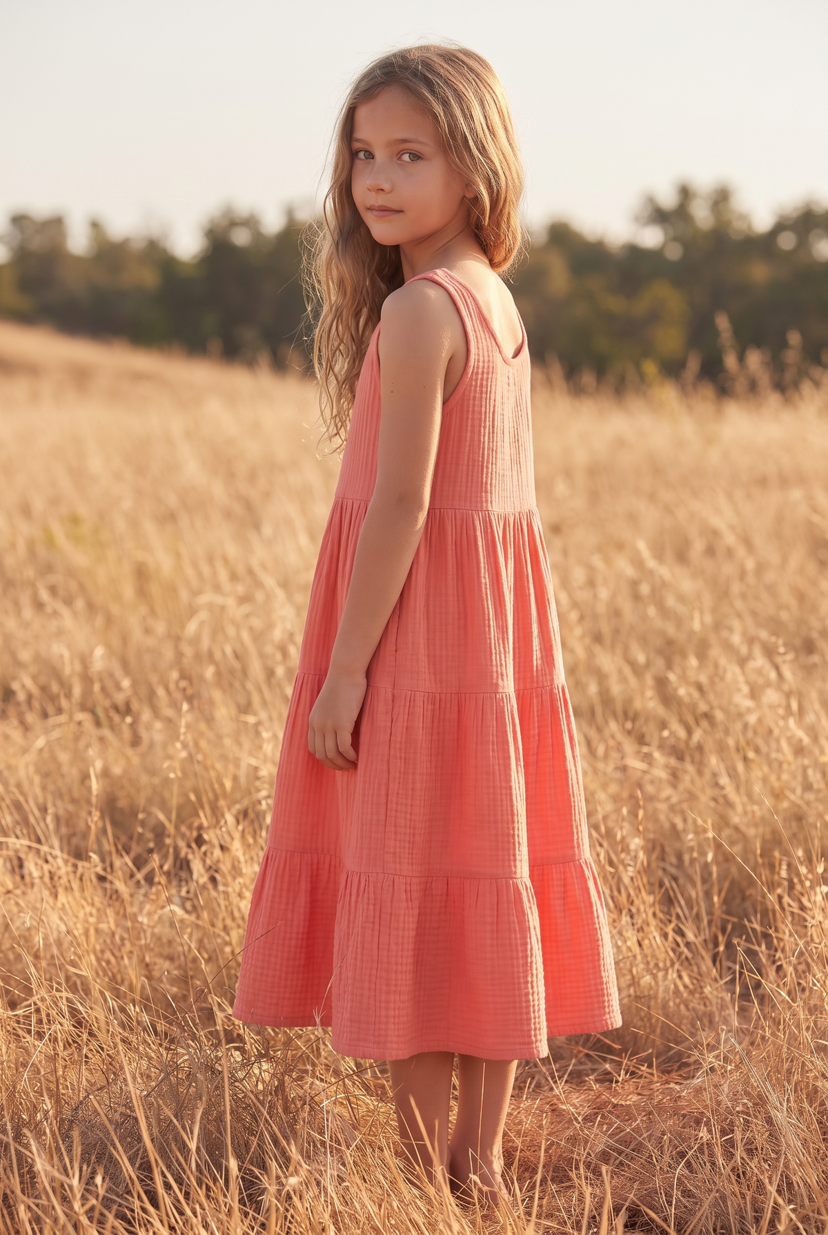 The Primrose Mini in Coral, over the shoulder