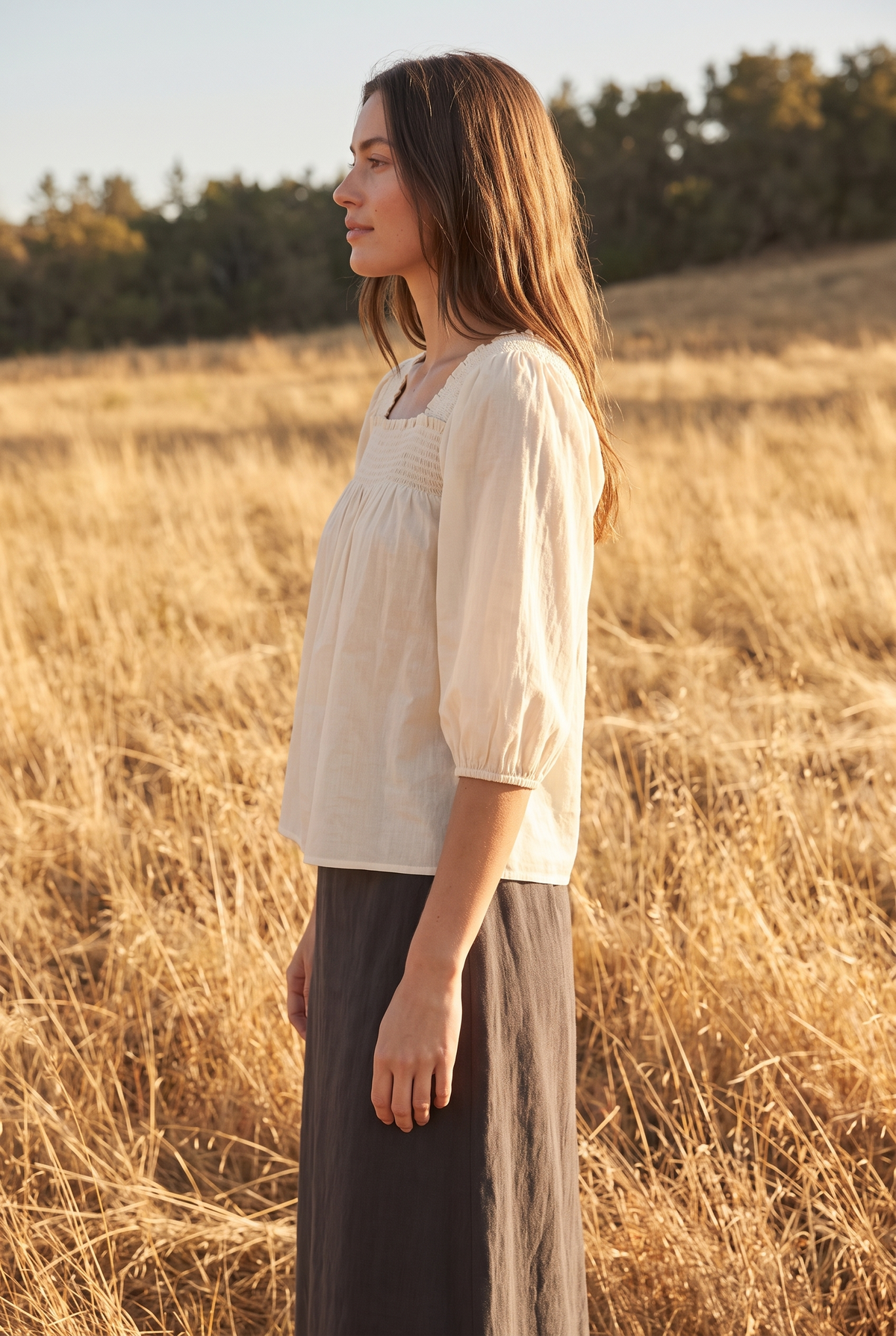 The Saffron Blouse in Cream, side