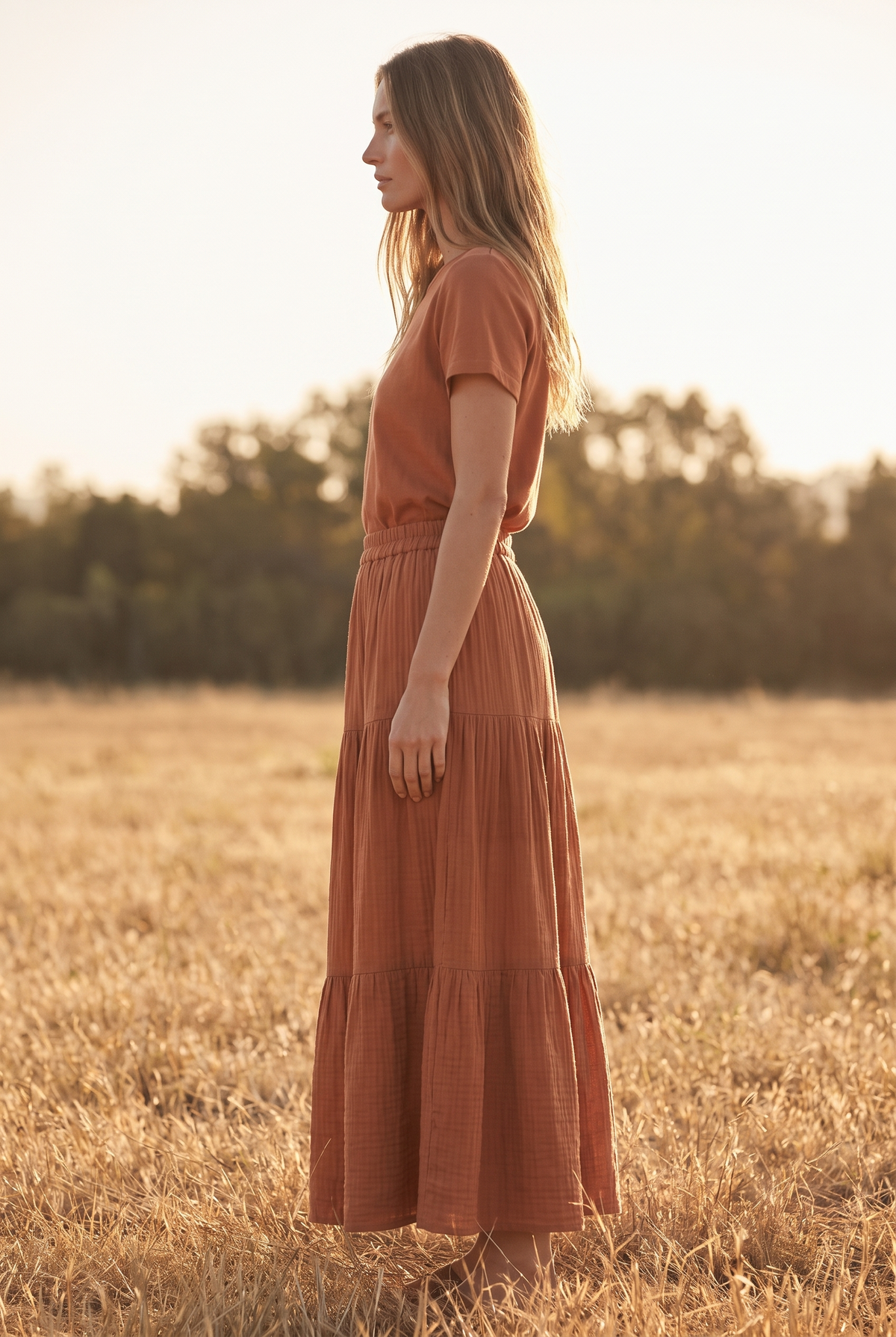 The Sorrel Skirt in Terracotta, side