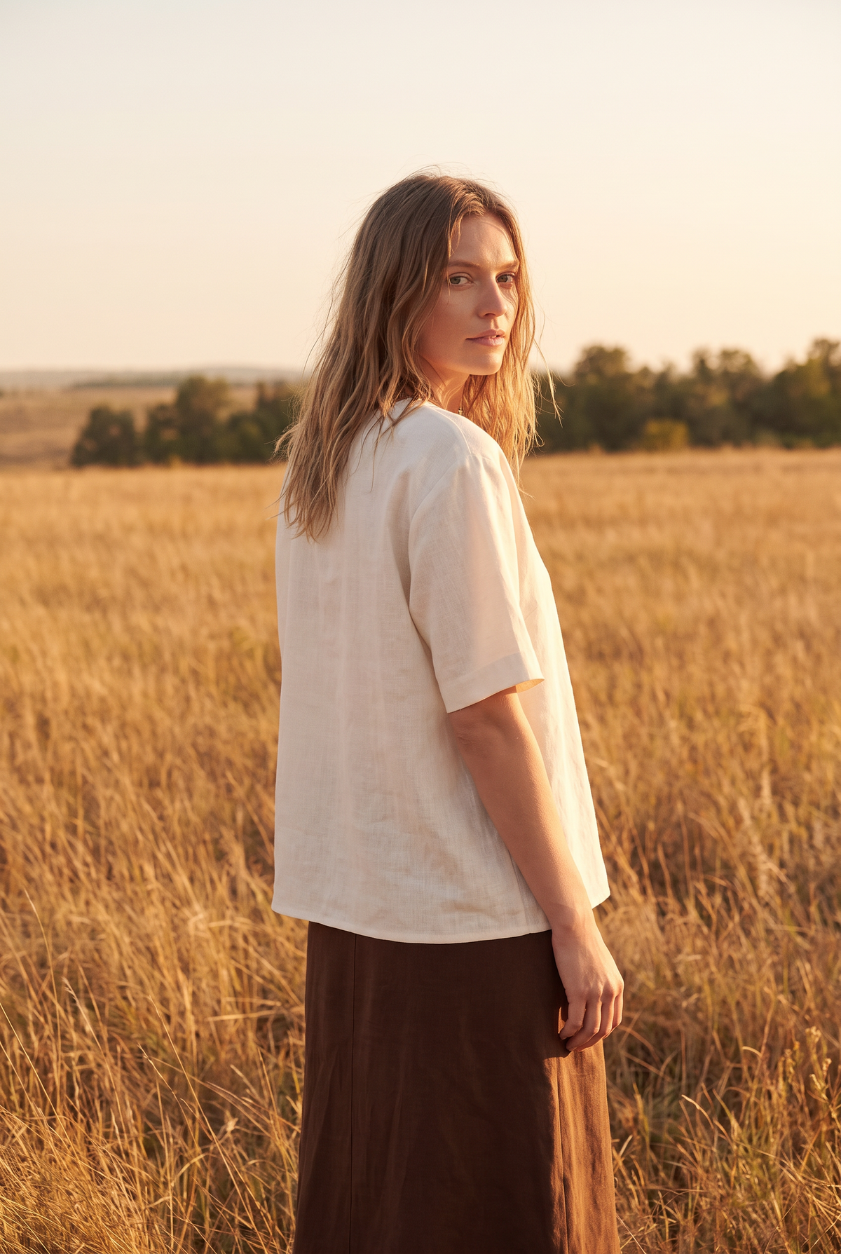 The Thistle Blouse in Ivory, over the shoulder
