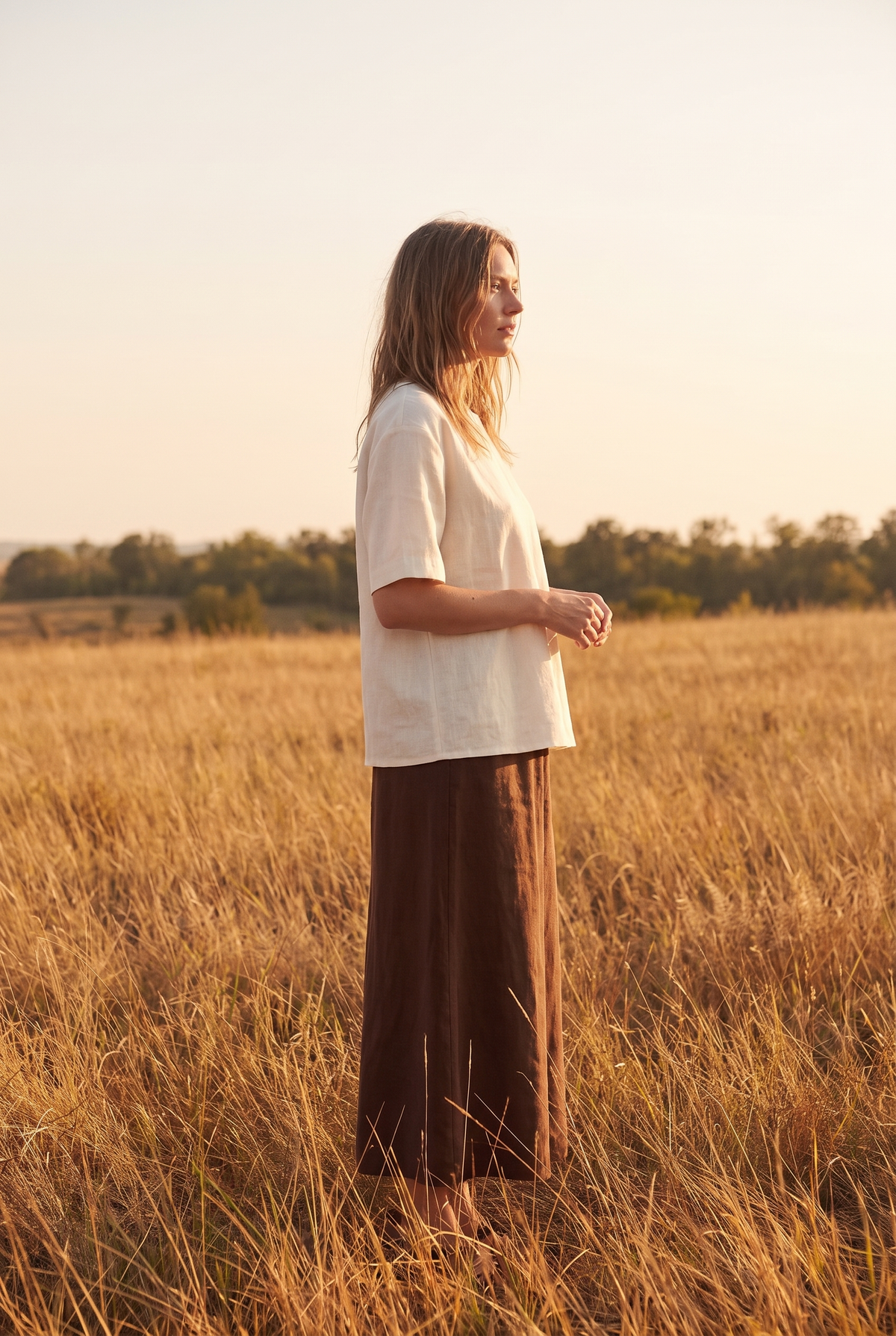 The Thistle Blouse in Ivory, side