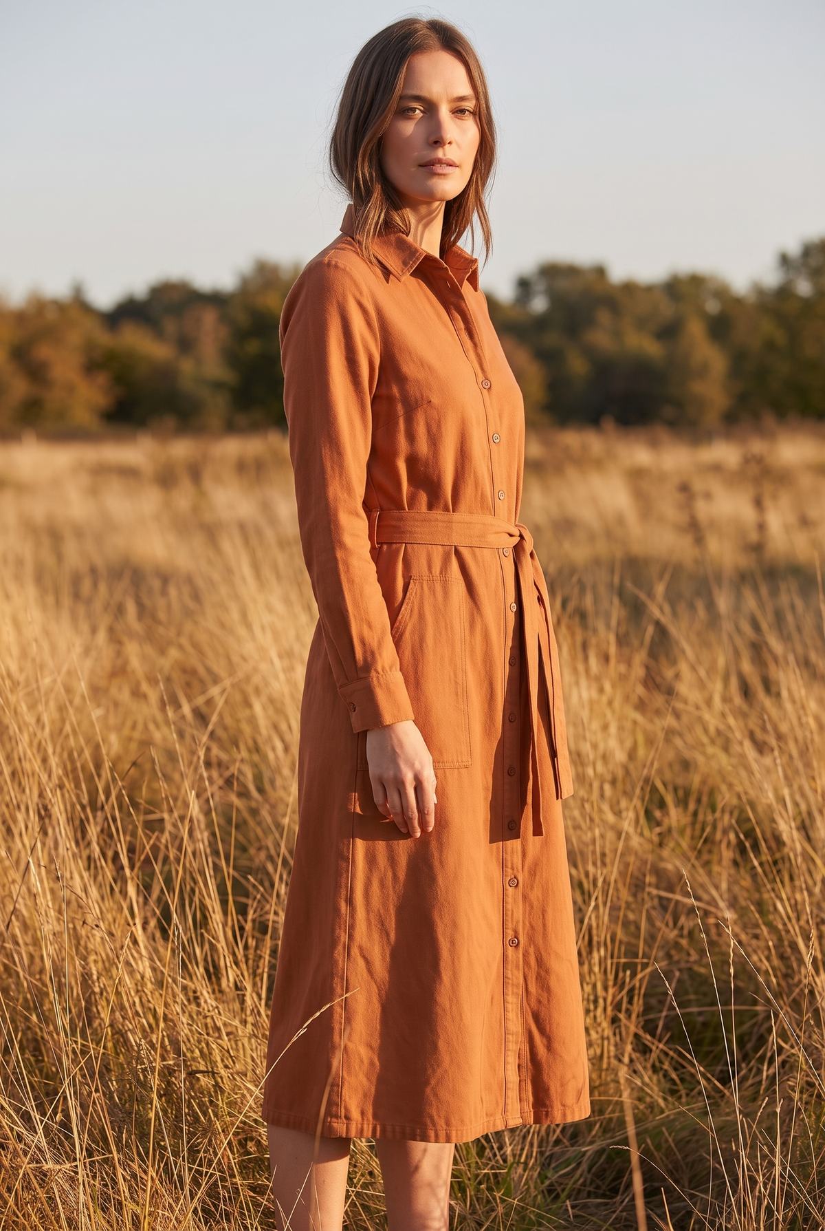 The Verbena Midi in Terracotta, three quarter view