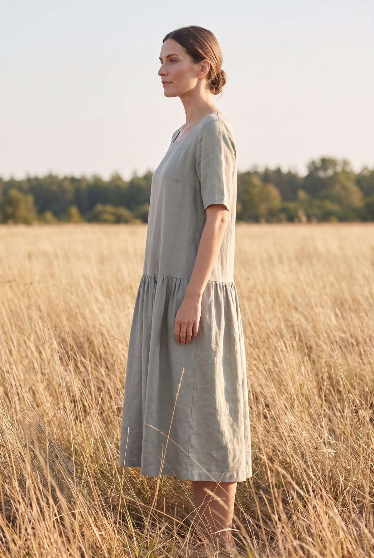 The Verity Midi in Sage, side
