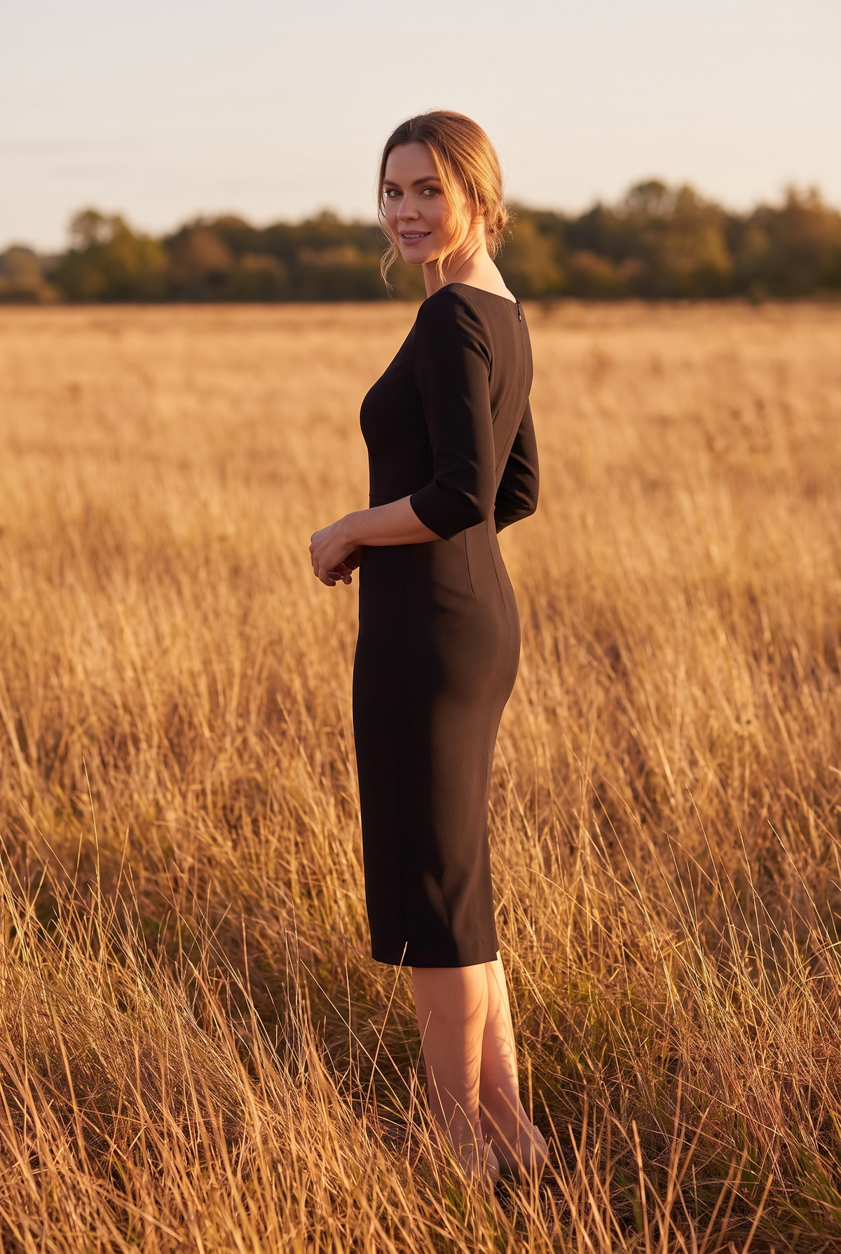 The Wilhelmina Midi in Noir, over the shoulder