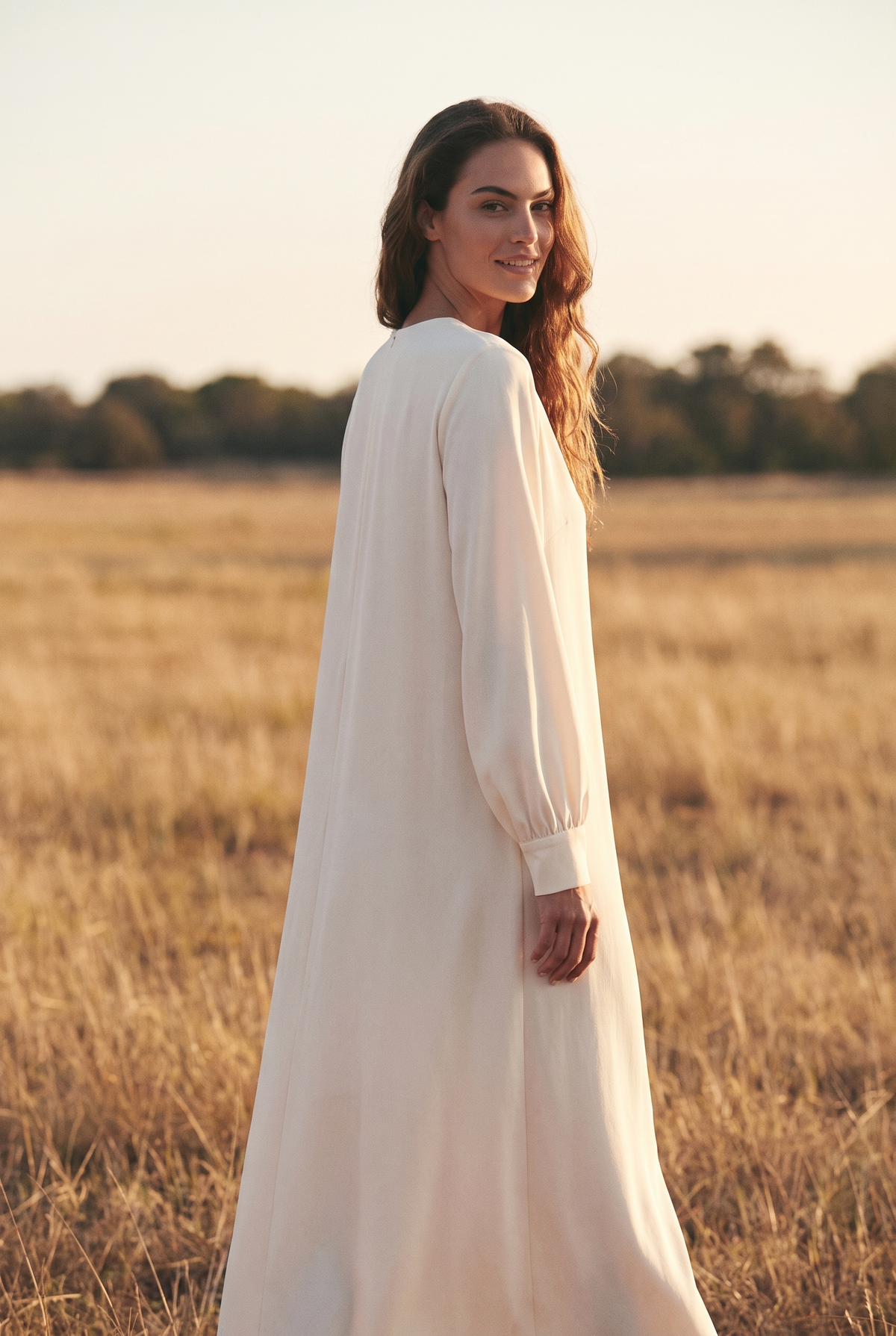 The Wren Maxi in Ivory, over the shoulder