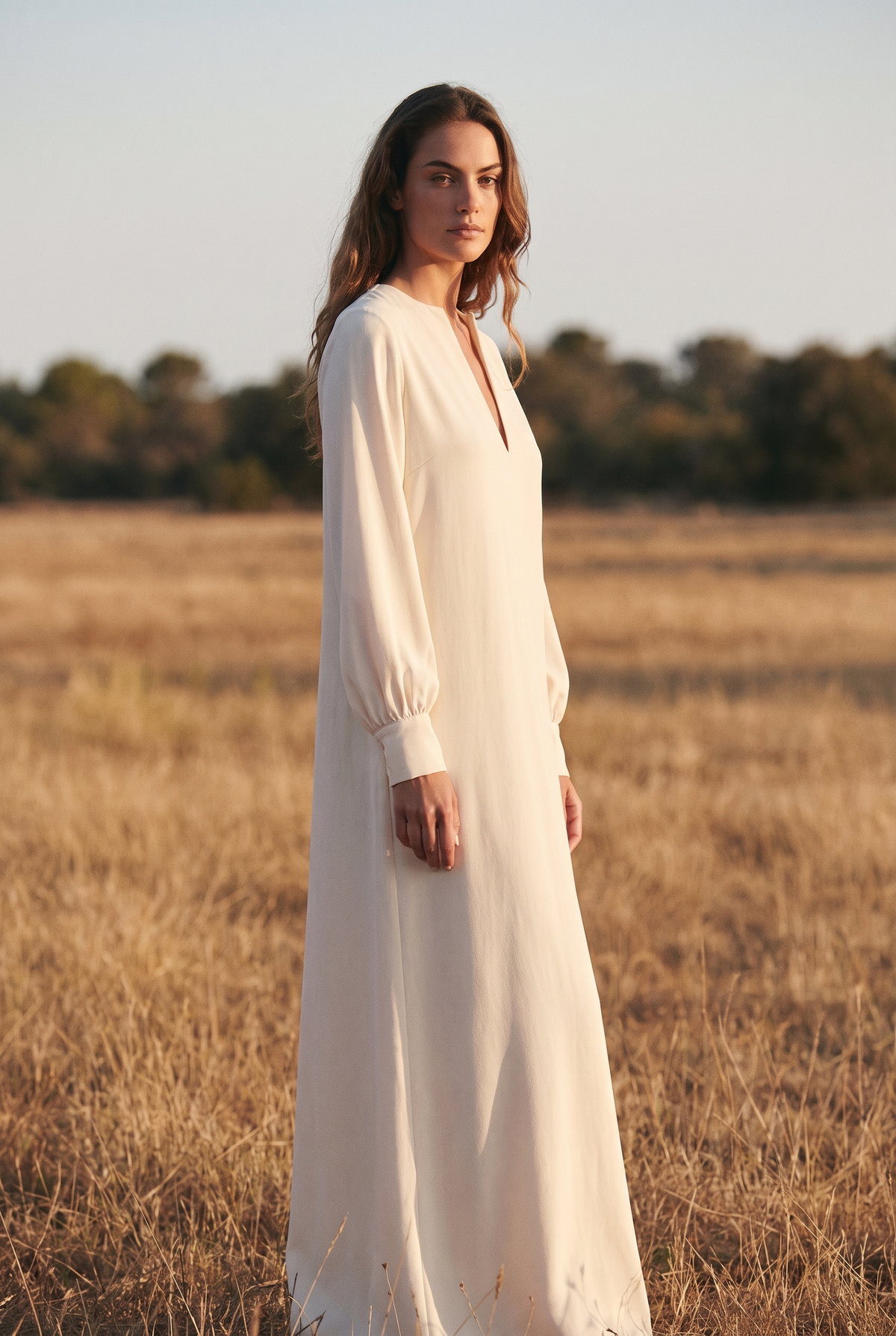 The Wren Maxi in Ivory, three quarter view